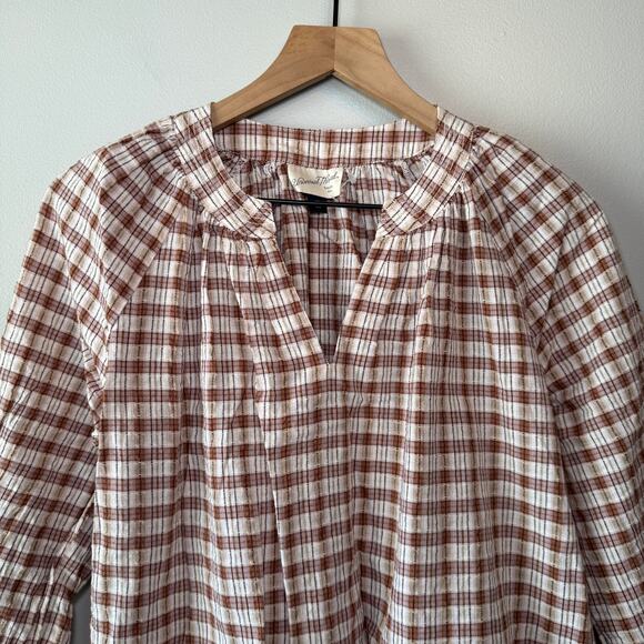 Universal Thread Women's Long Sleeve Plaid Print Blouse Size X-Small - Picture 2 of 6